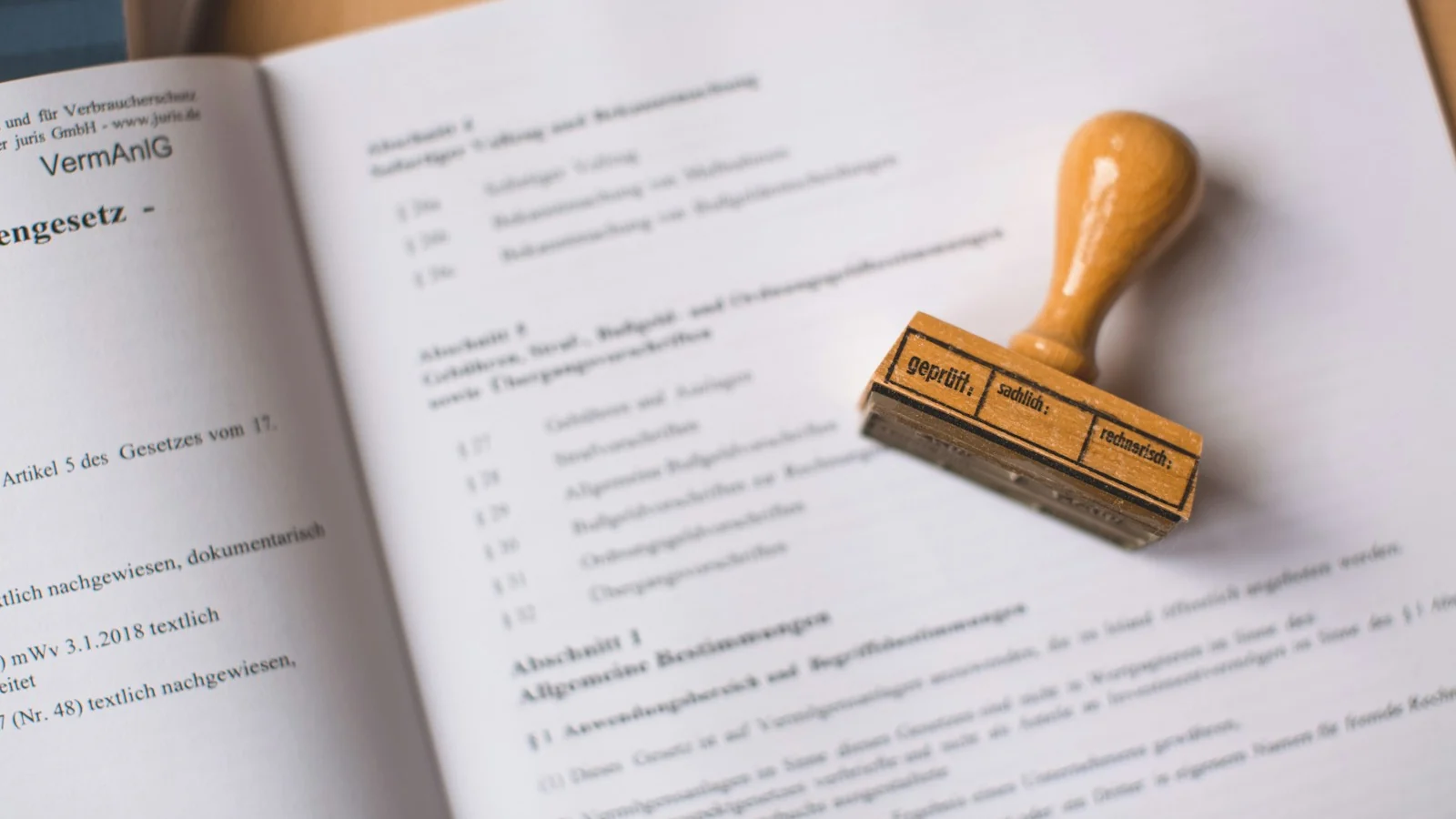 Rubber stamp resting on an official document
