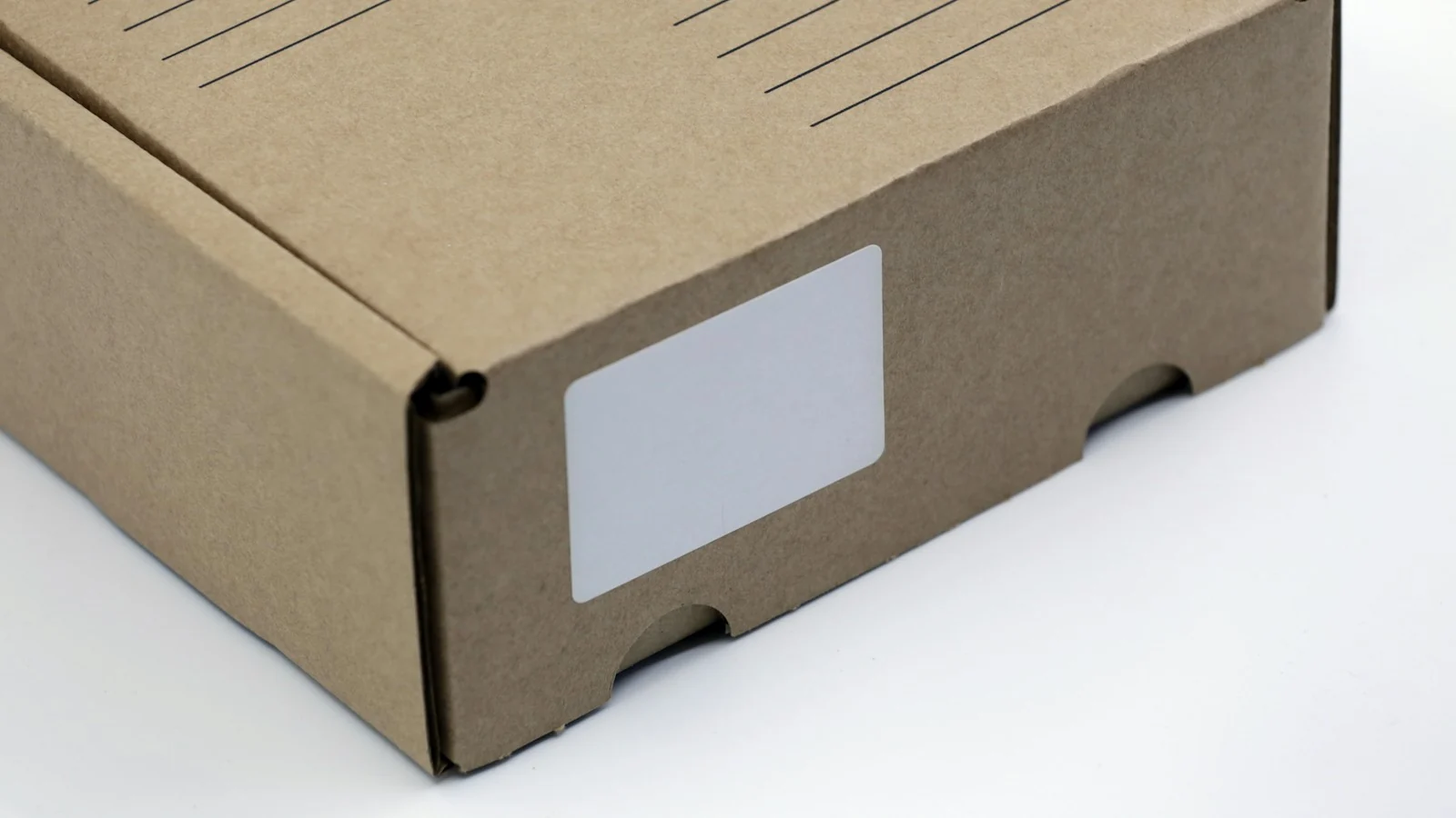 Shipping box with a blank address label
