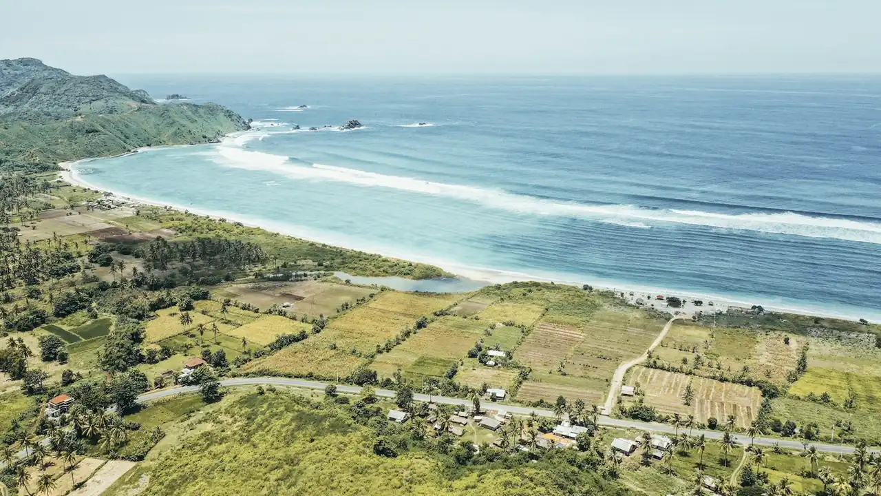White sand coastline of South Lombok